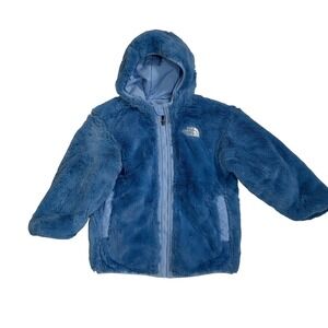 The North Face Reversible Hooded Jacket Kids Size XS Blue Puffer Fleece